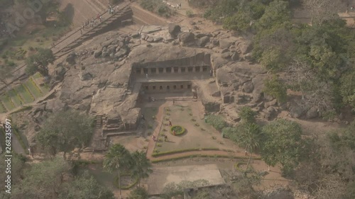 Udaygiri caves, Bhubaneswar, India, 4k aerial drone, ungraded/flat photo