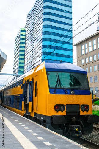 Dutch train arriving in Arnhem
