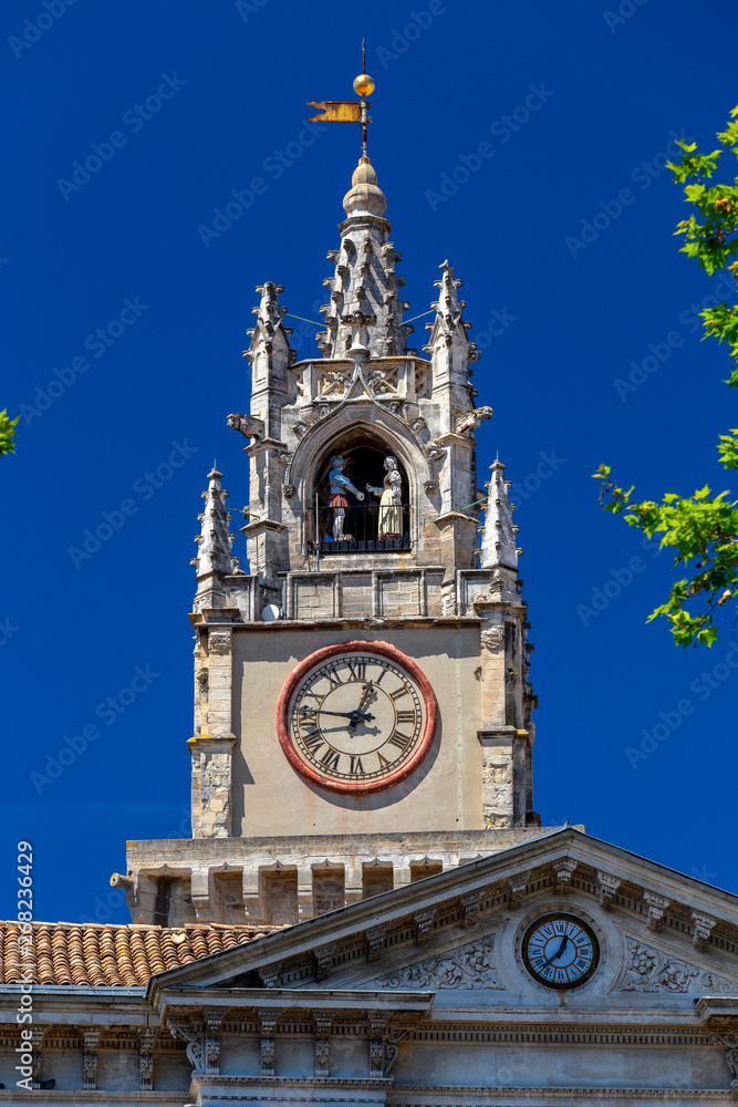 Avignon. France. Provence. Old city clock tower.