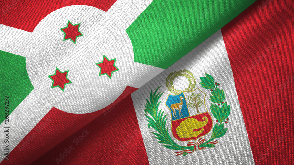 Burundi and Peru two flags textile cloth, fabric texture Burundi and Peru two flags textile cloth, fabric texture