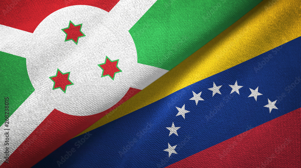Burundi and Venezuela two flags textile cloth, fabric texture Burundi and Venezuela two flags textile cloth, fabric texture