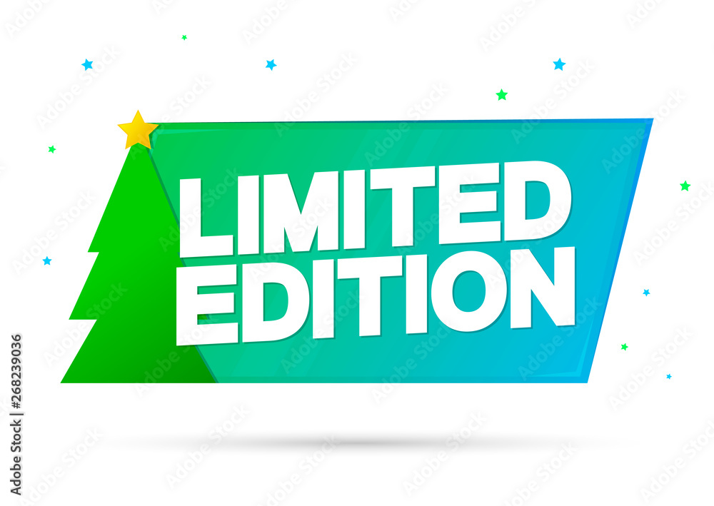 Fototapeta premium Limited Edition, Christmas tag design template, Xmas promo banner, vector illustration
