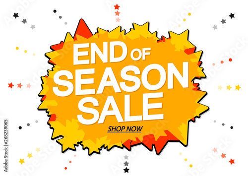 End of Season Sale, promotion banner design template, discount tag, vector illustration
