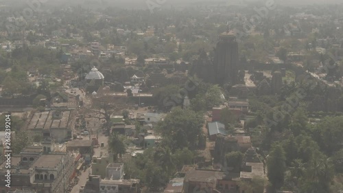 Lingaraja temple, Bhubaneswar, India, 4k aerial drone, ungraded/flat photo