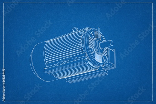 3d illustration of an electric motor. photo