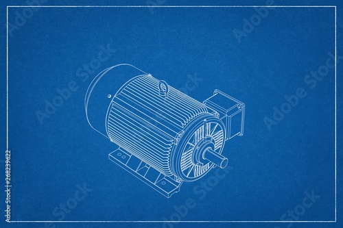 3d illustration of an electric motor. photo