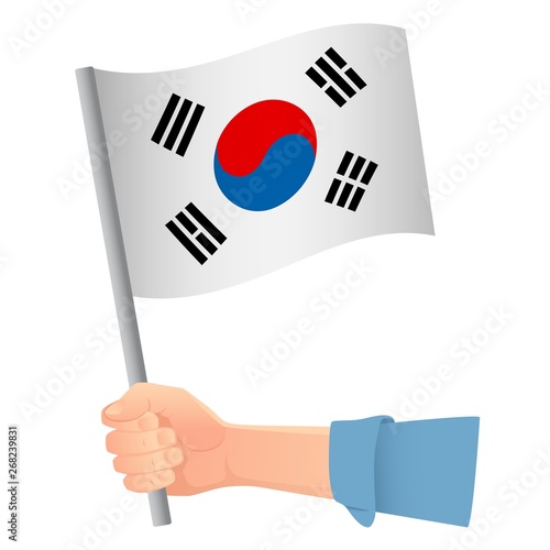 south korea flag in hand