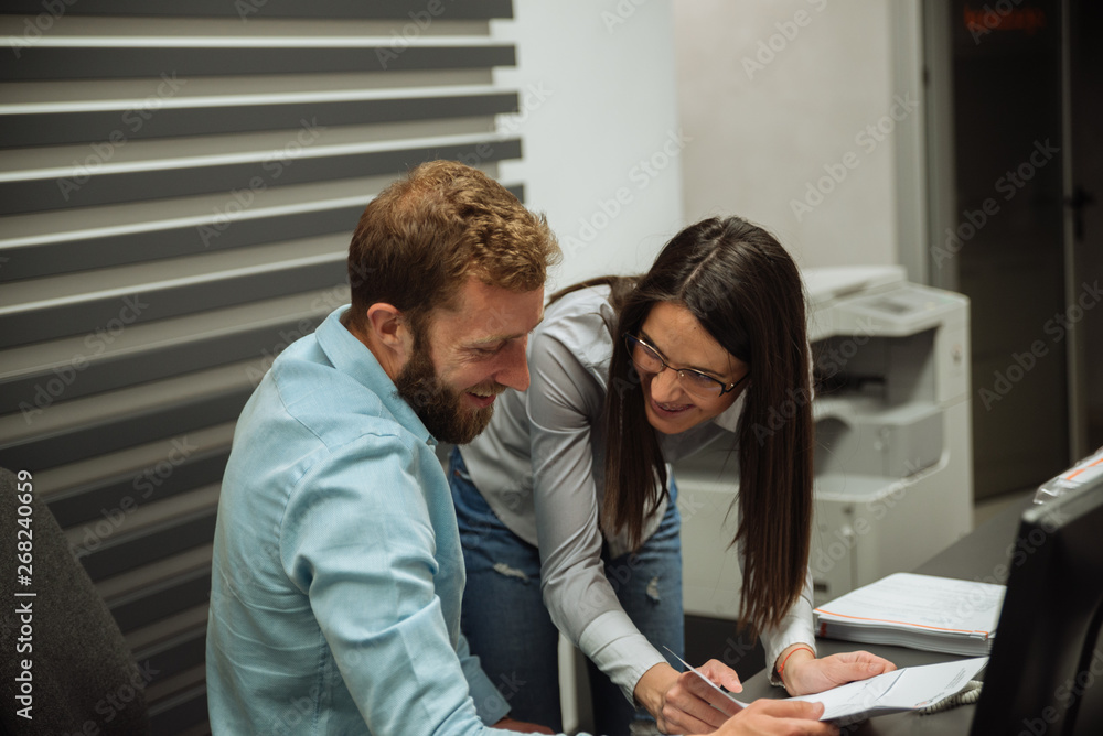 Boss and a worker in the office Boss and a worker in the office