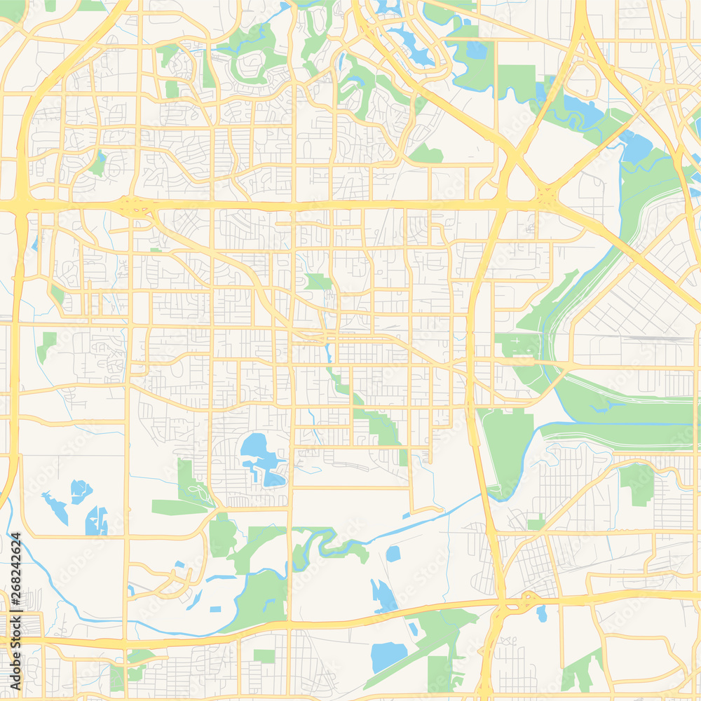 Empty vector map of Irving, Texas, USA