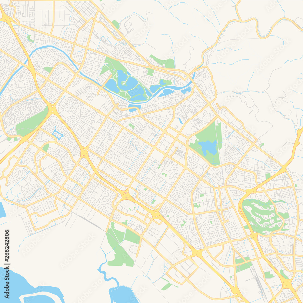 Empty vector map of Fremont, California, USA