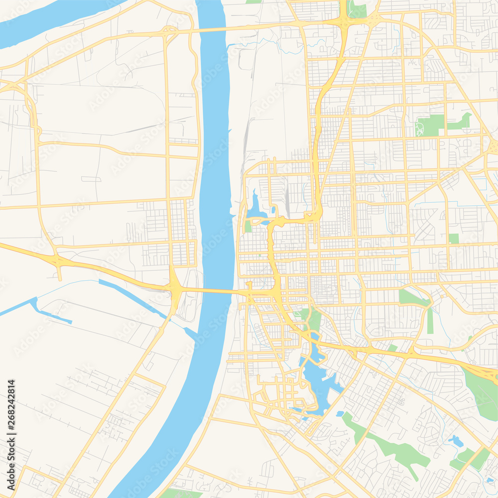 Empty vector map of Baton Rouge, Louisiana, USA