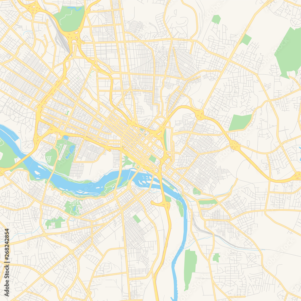 Naklejka premium Pusta mapa wektorowa Richmond, Virginia, USA