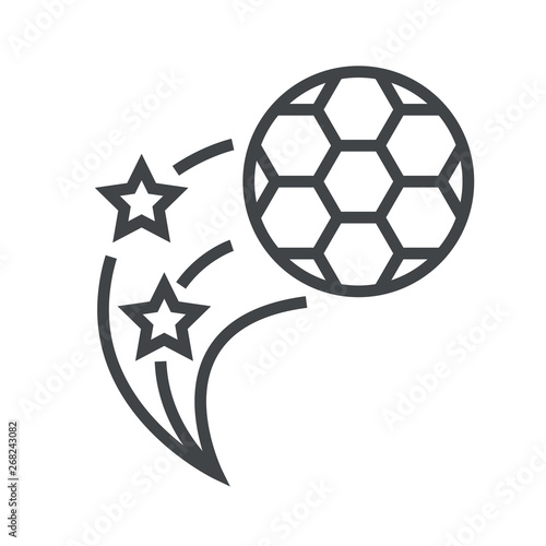 Line icon flying soccer ball