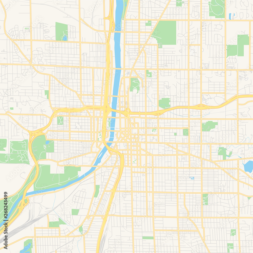 Empty vector map of Grand Rapids, Michigan, USA