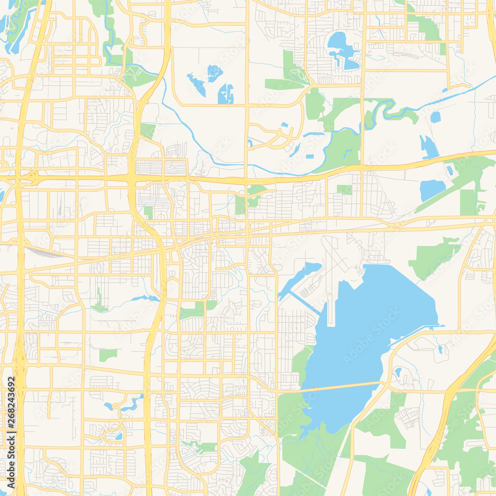 Fototapeta premium Empty vector map of Grand Prairie, Texas, USA