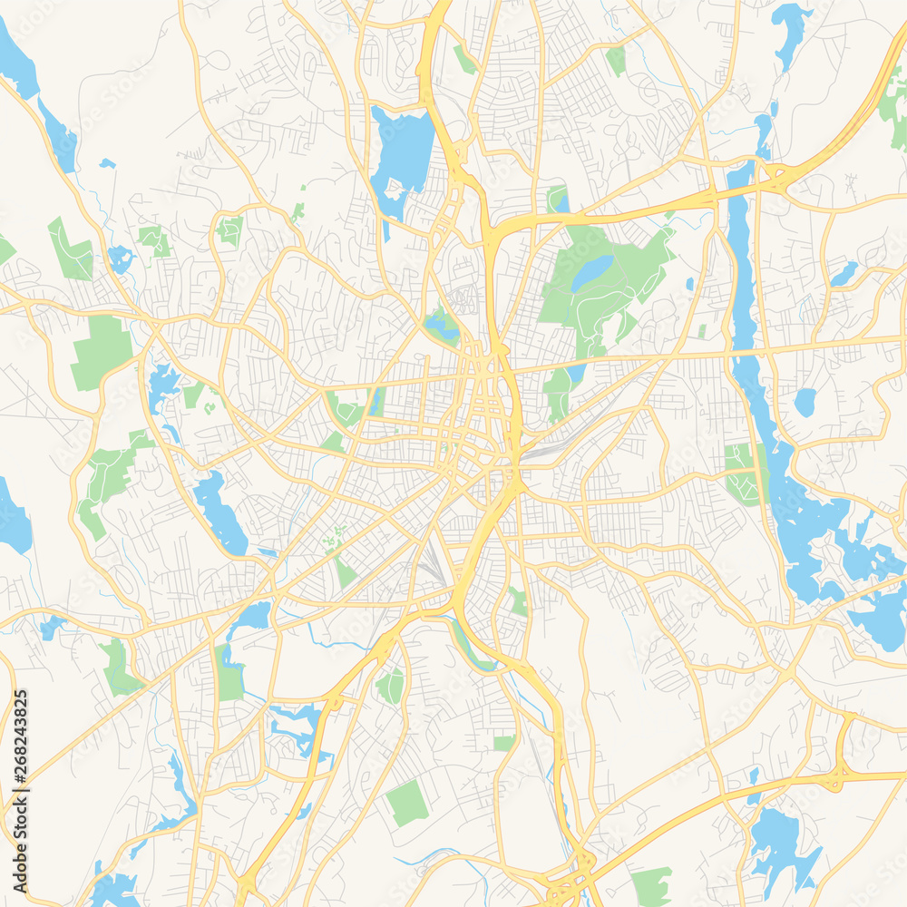Empty vector map of Worcester, Massachusetts, USA