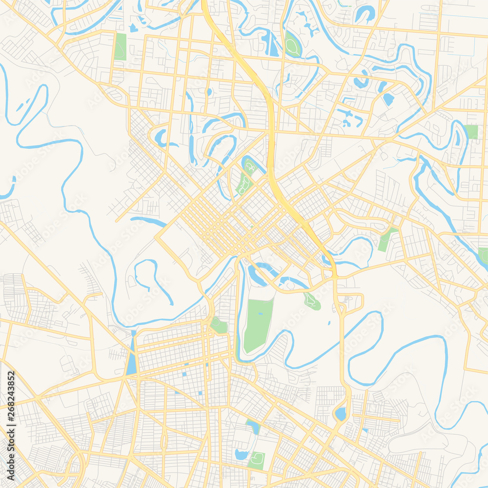 Empty vector map of Brownsville, Texas, USA