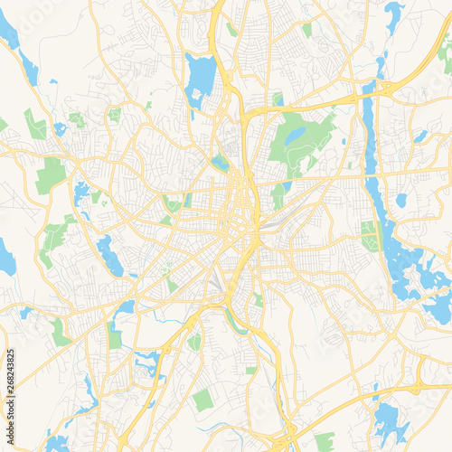 Empty vector map of Worcester, Massachusetts, USA photo