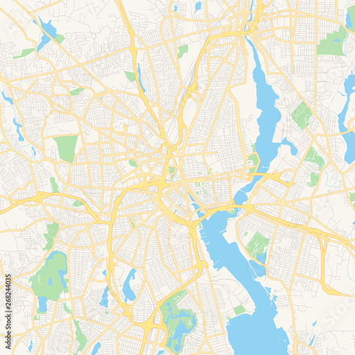 Empty vector map of Providence, Rhode Island, USA