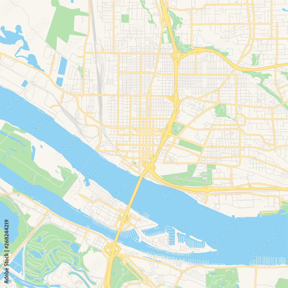 Fototapeta premium Pusta mapa wektorowa Vancouver, Waszyngton, USA