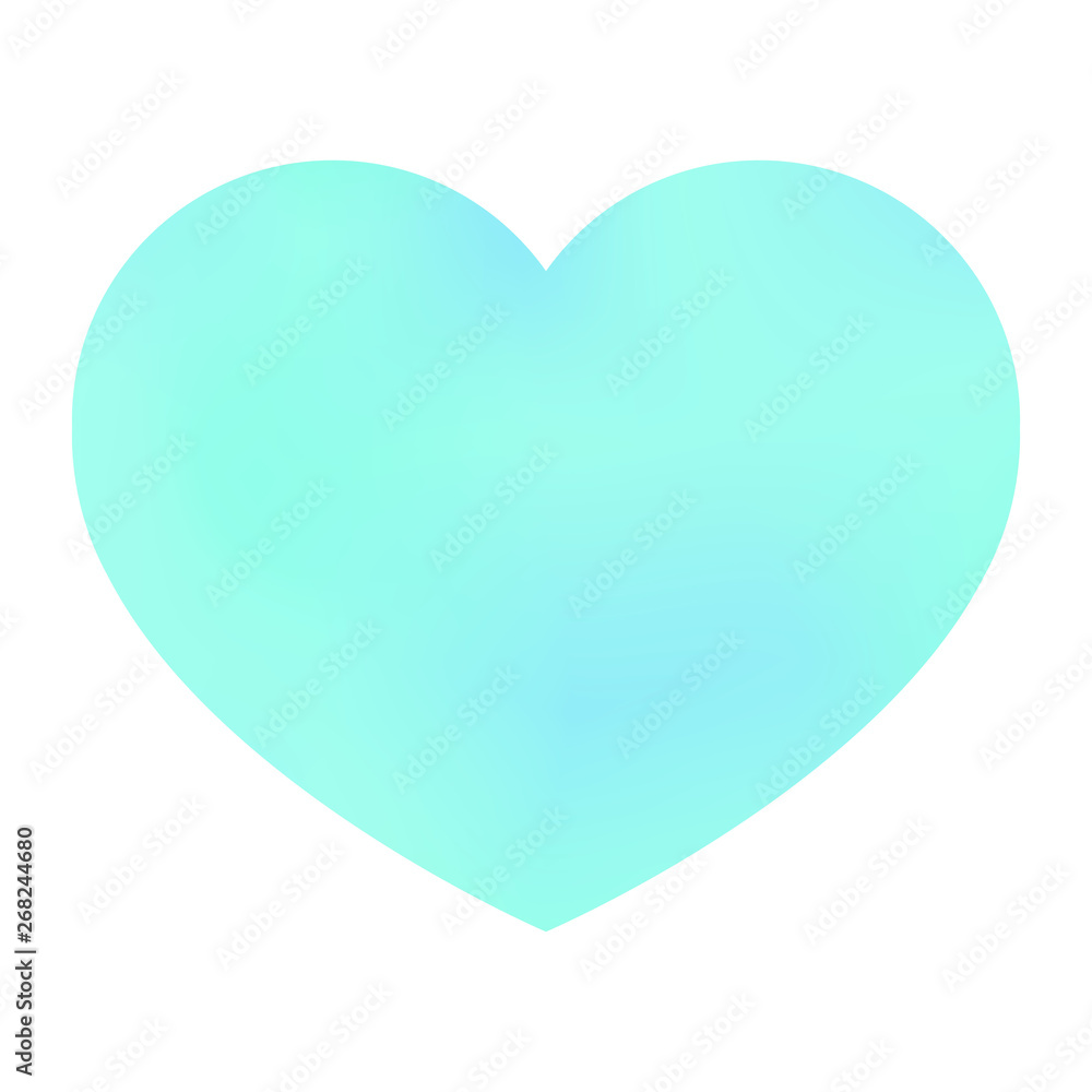 Green pastel heart on a white isolated background. Vector illustration.