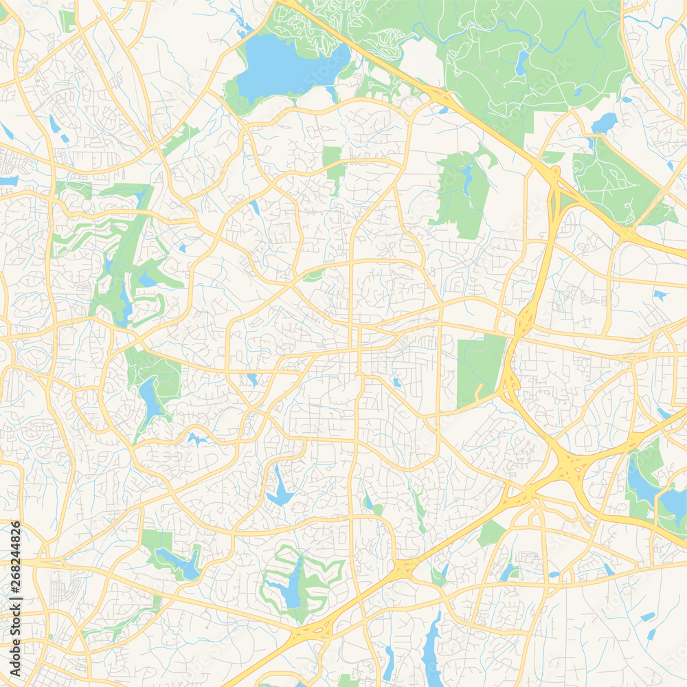 Empty vector map of Cary, North Carolina, USA