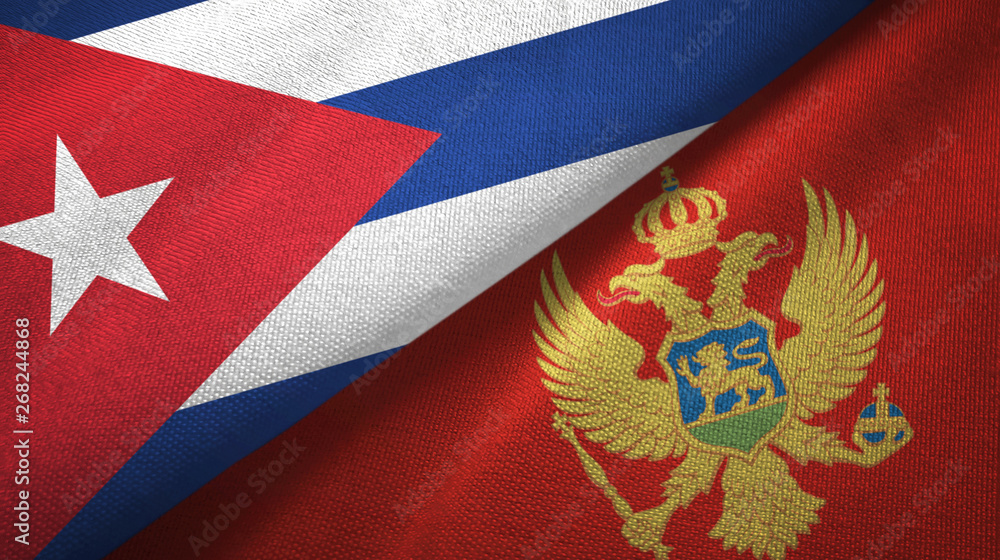 Cuba and Montenegro two flags textile cloth, fabric texture Cuba and Montenegro two flags textile cloth, fabric texture