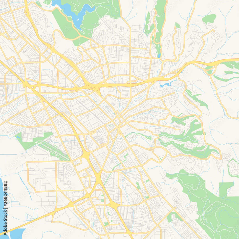 Empty vector map of Hayward, California, USA