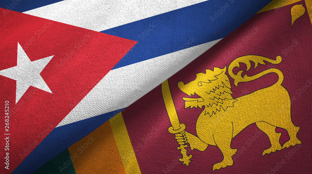 Cuba and Sri Lanka two flags textile cloth, fabric texture Cuba and Sri Lanka two flags textile cloth, fabric texture