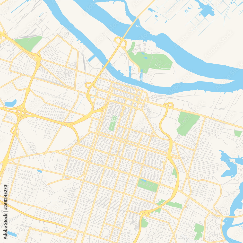 Obraz premium Empty vector map of Savannah, Georgia, USA