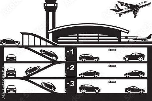 Underground parking at airport - vector illustration
