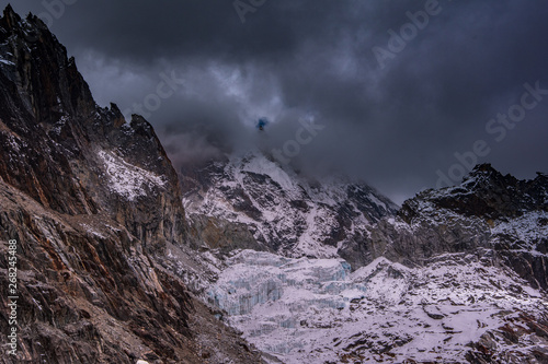 Landscape view from Cho La Pass..Sagarmatha (Everest) National Park, Nepal.