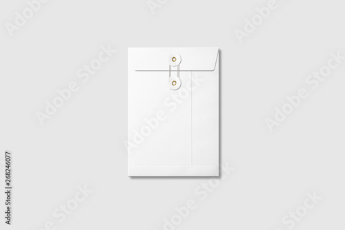 White A5/C5 size String and Washer Envelope Mockup on light grey background. High resolution. photo