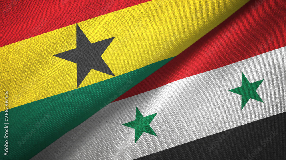 Ghana and Syria two flags textile cloth, fabric texture Ghana and Syria two flags textile cloth, fabric texture