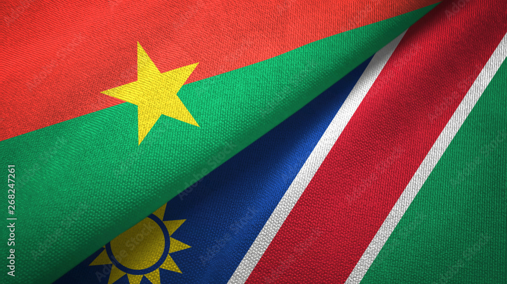 Burkina Faso and Namibia two flags textile cloth, fabric texture Burkina Faso and Namibia two flags textile cloth, fabric texture