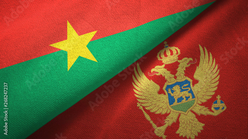 Burkina Faso and Montenegro two flags textile cloth, fabric texture