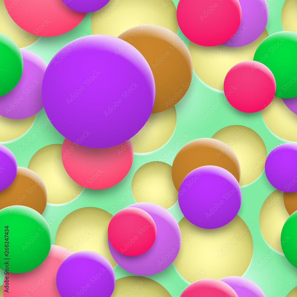 Abstract background of holes and multicolored circles with shadows Abstract background of holes and multicolored circles with shadows