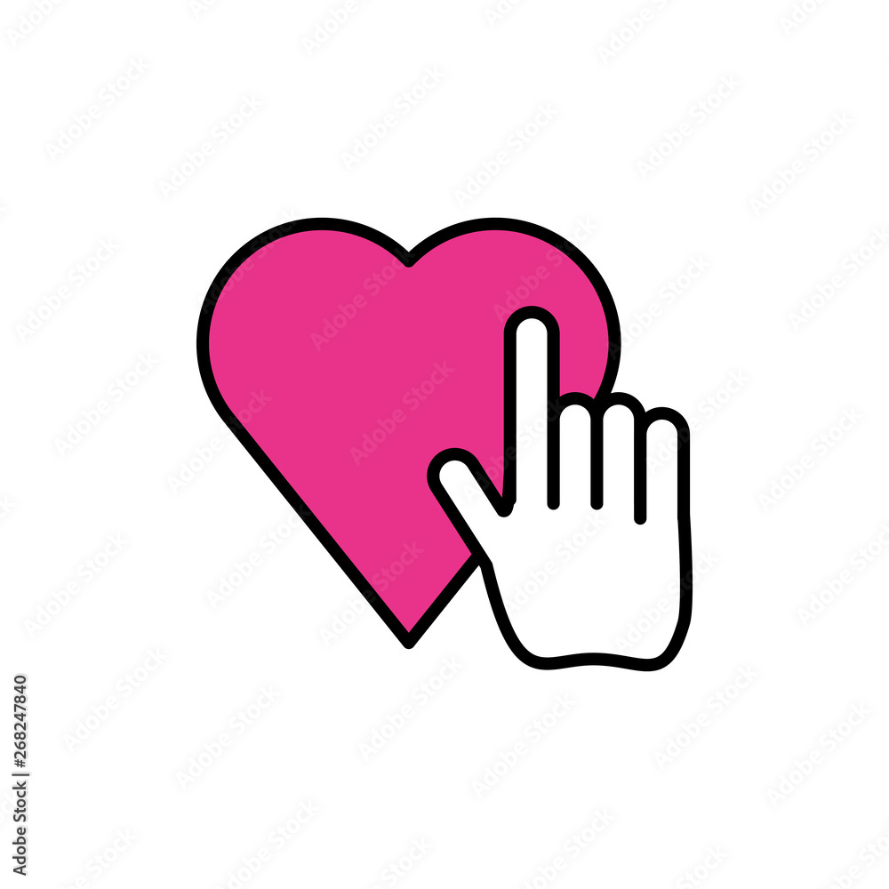 hand cursor index with heart hand cursor index with heart