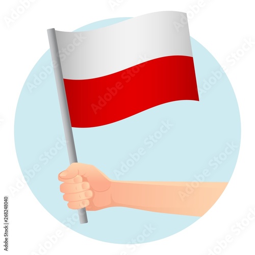 Poland flag in hand