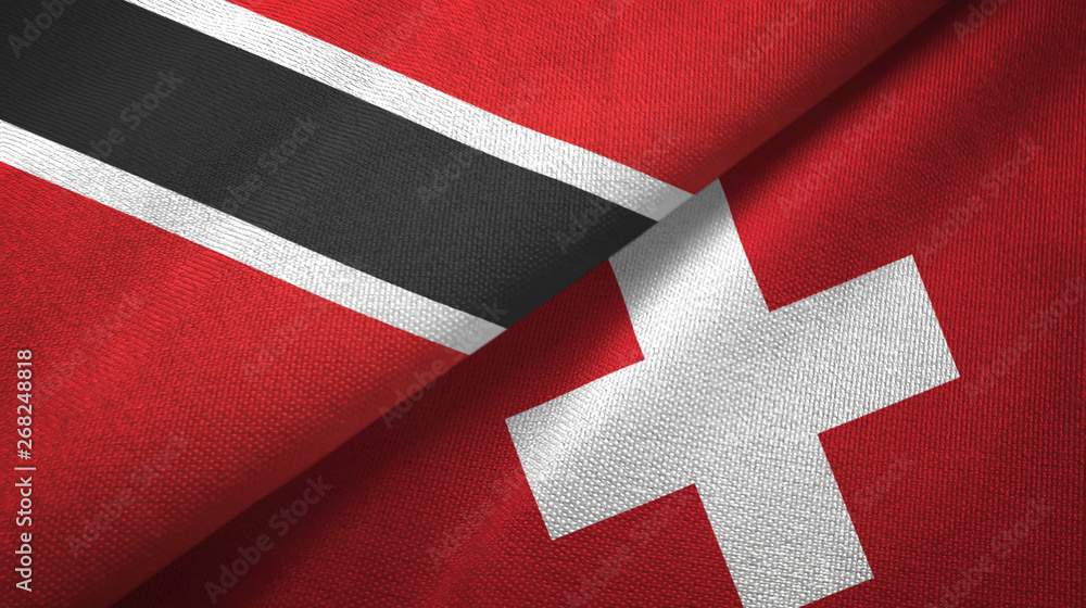 Trinidad and Tobago and Switzerland two flags textile cloth, fabric texture Trinidad and Tobago and Switzerland two flags textile cloth, fabric texture