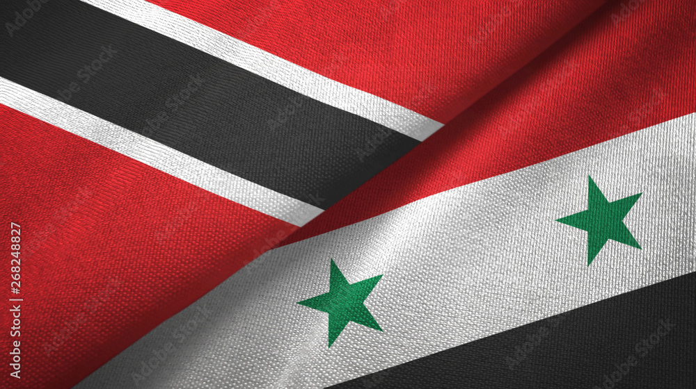 Trinidad and Tobago and Syria two flags textile cloth, fabric texture Trinidad and Tobago and Syria two flags textile cloth, fabric texture
