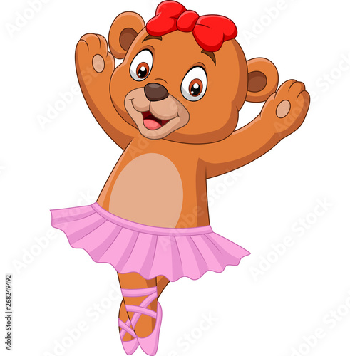 Cartoon baby bear ballet dancer