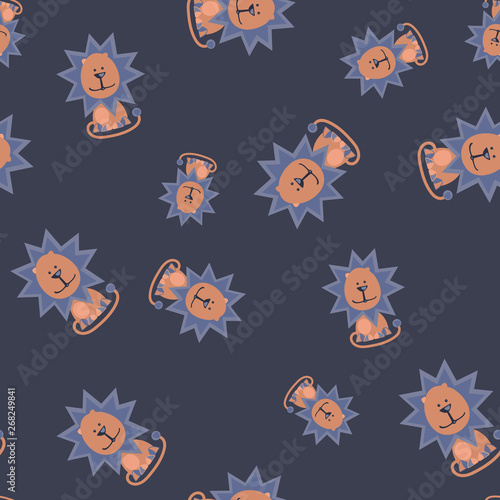 Seamless pattern with painted toy lion. 