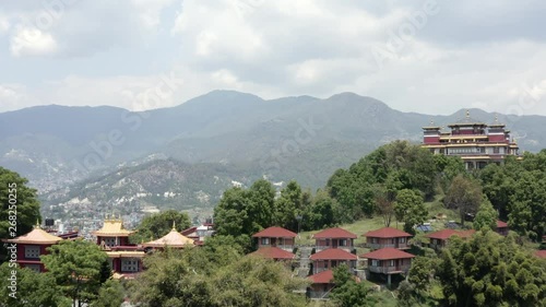 Nepal, Kathmandu. Kopan monastery. Aerial footage