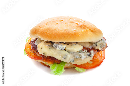 Wallpaper Mural juicy appetizing burger with blue cheese, isolate, close-up Torontodigital.ca