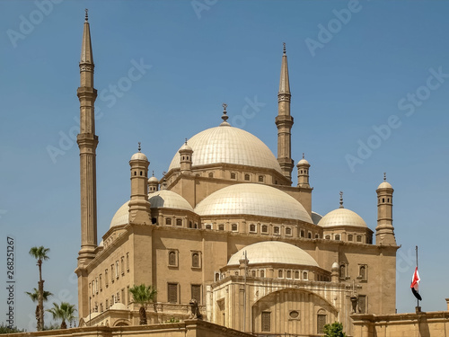 close up of the alabaster mosque in cairo, egypt