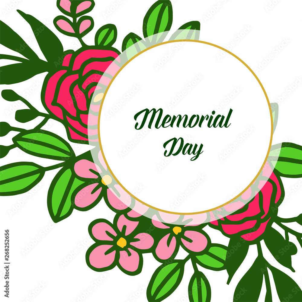 Vector illustration writing memorial day with crowd of rose flower frames bloom Vector illustration writing memorial day with crowd of rose flower frames bloom