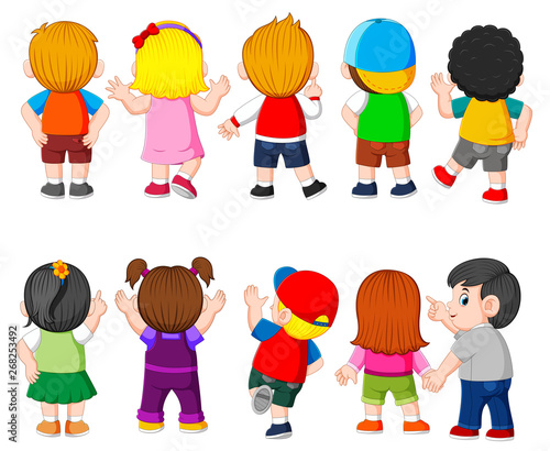 the collection of the costume of the student with the different color 