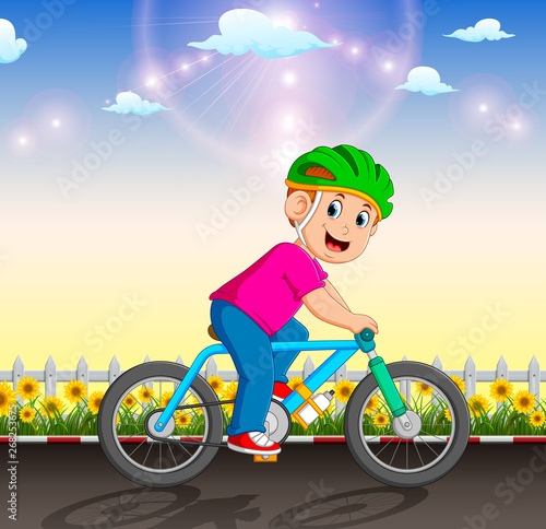 the professional cyclist is riding the bicycle in the garden 