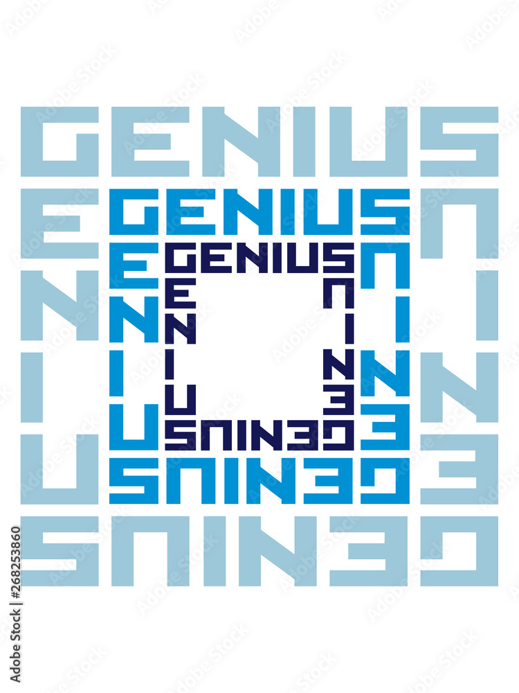 genius logo viereck genie schlau wissenschaftler intelligent denker schulabschluss abitur student einstein clever idee einfallsreich gescheit klug gewitzt pfiffig raffiniert design